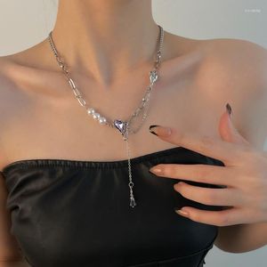 Hänge halsband goth retro kärlek hjärthängen choker pärlhalsband för kvinnor estetisk grunge krage y2k flickor punk smycken gåva