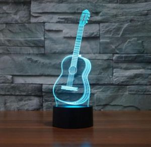 Modelo de guitarra musical, lámpara con Sensor de ilusión óptica LED 3D con Cable USB táctil inteligente, luz nocturna de ambiente con cambio de 7 colores para Chr6769344
