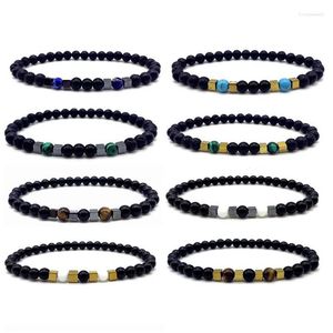 Beaded Strand 2022 Vintage Cube Men Bracelet Temperament Simple Handmade Lava Tiger Eye Stone For Party Jewelry Gift Drop Delivery Br Dh54X