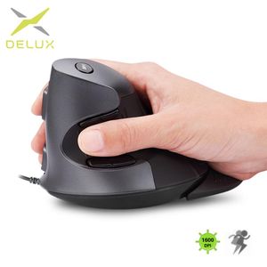 Topi Delux M618Bu Ergonomic Office Vertical Mouse 6 Pulsanti 600/1000/1600 DPI Topi a destra con tappetino da polso per laptop per PC