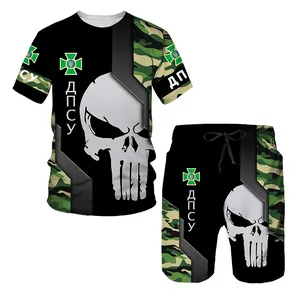 Männer Camouflage Armee Soldat Volldruck Sommer T-Shirt Set Harajuku Outdoor Sport Casual 3D Sportbekleidung Herren Set