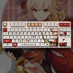 Combos Genshin Impact Theme Yoimiya PBT Material KeyCaps 108 Keys Set för 61 87 104 108 Nyckelmekaniskt tangentbord OEM -profil