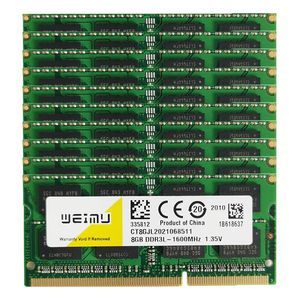 RAMS 50PCS 8GB 4GB DDR3 1066 1333 1600 MHz Pamięć laptopa PC3 12800U 204 PINS 1,35 V Niepłynna Sodimm RAM DDR3L