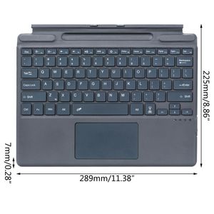 Aksesuarlar Ultrathin BluetoothCompatible 3.0 Kablosuz Klavye Microsoft Surface Pro 8 W/Arkadan aydınlatmalı Manyetik Çekim Kalem Yuvası