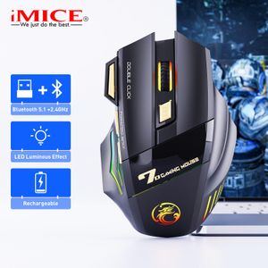 Ratos modo duplo bluetooth recarregável óptico sem fio mouse slient backlight mini ultrafino usb 2.4g computador portátil pc gaming mouse