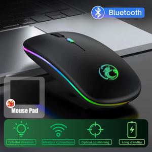 Möss RGB Light Bluetooth Wireless Mouse Silent uppladdningsbar för Android PC Computer MacBook iPad Bakgrund Möss Laptoptillbehör