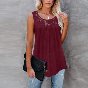 Women's Tanks & Camis Plus Size 5xl Vest O Neck Sleeveless Lace Active Tank Tops Ruffle Loose Tunic Blouse Women Tee Shirt Summe