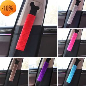 New 2PCS Universal Car Seat Belt Cover Embroidered Plush Car Safety Belt Cover Shoulder Pad Adjustable Car Interior Decoration