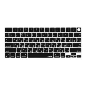 Covers XSKN Russian Language Keyboard Cover for 2022 Macbook Air 13.6 M2 A2681 with Touch ID Laptop Silicone Case Protector Skin