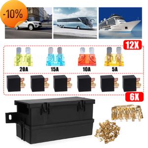 New 6Pcs 4Pin Plastic Cover 11 Ways Blade Fuse Block 12V 40A Fuse Box Holder For Car Marine Truck Trailer Boat with Spade Terminals