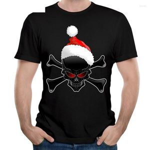 Camisetas masculinas Men t-shirt Christmas Santa Black Skull Cotton Slim Fit Tee O-Gobes Manga curta Summer Summer Fall Clothing Design