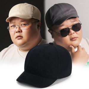 Bollkåpor Big Size Baseball Cap 59-64CM Bomull Kort gräl Men Autumn Sun Hat Största huvudet Male Casual Bone Visor