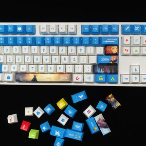 Combos 125 chaves pbt keycaps perfil cereja para zelda switch compatível com tema mx teclado mecânico 980/96/104/108/87/64 layout