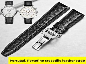 Howk Crocodile Leather Strap заменитель IWC подлинный кожаный ремешок Португальский 7 Portofino Pilot Series Страница T1907085337182