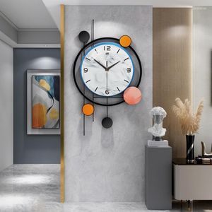 Wall Clocks Orange And White Light Luxury Clock Nordic Home Living Room Decor Timepiece Simple Modern Design Mute Hanging