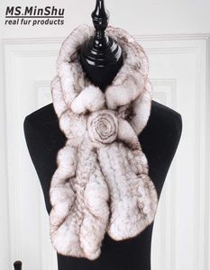 Lenço de peles rex de coelho lenço de pele real para mulher moda de inverno pescoço feminino 100 Nature Rabbit Fur Frawring para inverno MS2666880