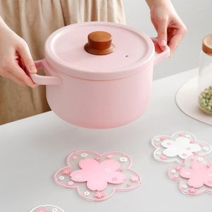 Bord Mats Japan Style Cherry Blossom värmeisolering Mat Tea Cup Milk Mug Coffee Anti-SKID Pads Kök Tillbehör