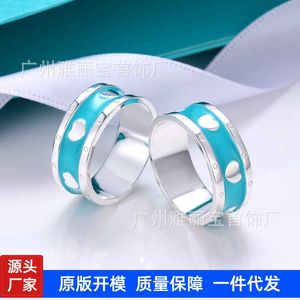 Designer Blue Emaille Love Paar Ring gleichen Marke Six Heart