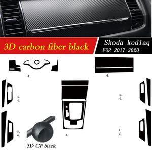 Bilstyling 3D 5D Carbon Fiber Car Interior Center Console Color Change Molding Sticker Decals för Skoda Kodiaq 2017-2020