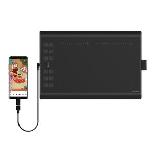 Compresse HUION H1060P Tavoletta grafica Tavoletta digitale con stilo senza batteria Pressione della penna a 8192 livelli con 12 tasti Express Adattatore OTG