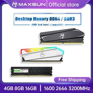 Pumpar MaxSun RAM DDR4 4GB 8GB 16GB Memory DDR3 1600 2666 3200MHz Memoria Rams DIMM DDR4 RGB Belysning Desktop Minne med kylfläns