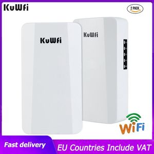 Roteadores kuwfi roteador ao ar livre 300Mbps WiFi Bridge Bridge P2P P2P 1KM WILE sem fio Repeater CPE com adaptador PoE de 24V para câmera IP