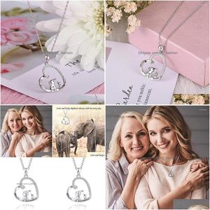 Pendant Necklaces Huitan Aesthetic Elephant Necklace For Women Fancy Letter Always In My Heart Love Wedding Party Statement Drop Del Dh9Re