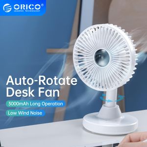Gadgets orico akıllı masaüstü fan 180 derecesi Gürültüsiz hava soğutucu 3000mAh pil süresi ayarlayın Ofis/ev için elektrikli usb fan