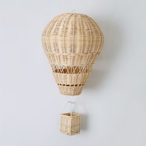 Plush Wall Stuff Handmade Hanging Air Balloon Nordic Style Children Bedroom Kindergarten Rattan Weaven Crafts Wall Decor Kids Room Decoration 230526