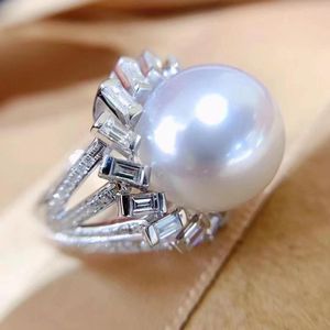 Anelli a grappolo MJ Gioielli ad anello di perle fine 925 Sterling Silver Natural Water Natural White Peals per perle da donna