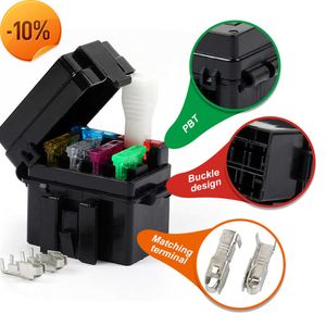 New Automotive 4 Way Fuse Holder Box + 1 Relay Socket For Truck/SUV/Trailer/RV Car Electronics Installation Fuse Holders Automotive