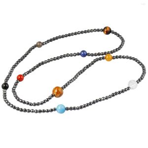 Catene Collana di perline di pietra di ematite sfaccettata Collana di perline di cristallo curative Gioielli elasticizzati per donna Uomo