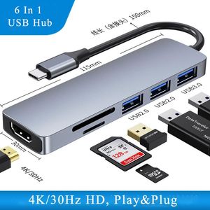 Stations USB C Docking Station Hub 6 In 1 Multiport Splitter Adapter with SD TF Reader For Macbook Pro 13 15 Dell HP Laptop Accessories