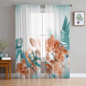 Curtain Tropical Plant Decoration Sheer Curtains Window For Living Room Bedroom Blinds Kids Home Decor