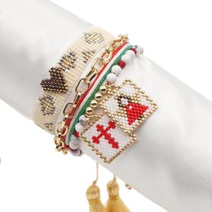 Charm-Armbänder Miyuki-Armband Femme Friedenswinkel für Mädchenschmuck Liebes-Herz-Schmuck vergoldeter kubanischer Link Pulsera