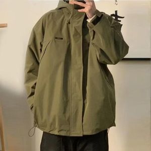 Men's Jackets Men's Trend Trench Coat Loose Autumn Hong Kong Style Storm Jacket Hooded Spring And Winter Fashion Brand