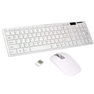 Combos Wireless Slim White Keyboard + Wireless Optical Mouse Set för PC och Laptop