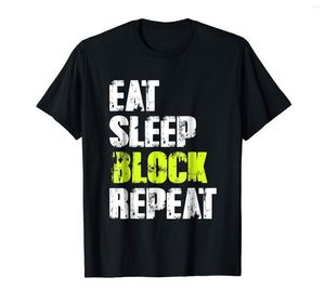 Herr t-skjortor lineman äter sömnblock upprepas svart t-shirt cool casual stolthet skjorta män unisex mode tshirt roliga toppar