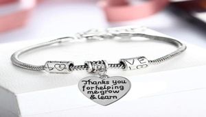 Очарование браслетов подарка на благодарение спасибо за то, что вы помогли мне Growamplearn Love Heart Teachlets Braslet Braslet Jewelry Day Presents Teach6470295