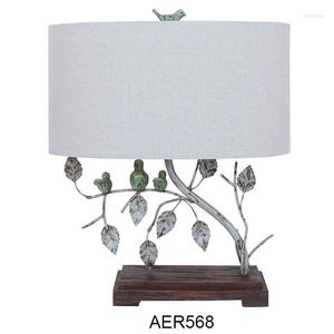 Masa lambaları toptan dekoratif kuş ağacı tasarımı benzersiz başucu antika metal oturma odası