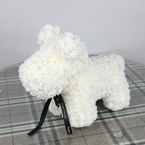 Dekorativa blommor 40 cm 1 st rose hund Pe Teddy Bear Artificial Foam för födelsedagsår Gåvor Kvinnor Valentiner gåva