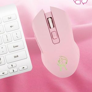 Mouse da gioco ottico LED silenzioso rosa Combos Mouse wireless USB 1600DPI 2.4G per PC portatile