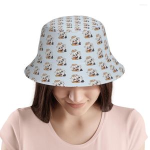 Berets Genshin Impact Gamepaimon Chibi Polyester Bucket Hats Unisex Full Panted Panama Fisherman Cap Outdoor Sun Hat