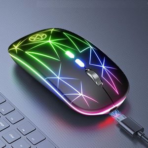 マウス充電可能なワイヤレスマウスUSB 2.4GHzコンピューターゲーマー人間工学的RGBゲーミングマウスサイレントサイレントラップトップ