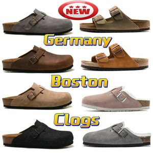 Neue Sandalen Designer Damen Boston Clogs Hausschuhe Slides Deutschland Kork Sandale Pelz Slide Herren Loafer Schuhe Damen Leder Wildleder Taupe Slipper Atmungsaktives Design 69ess