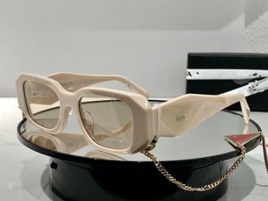 Solglasögon för kvinnor SPR17 WF Fashion Designer Glasögon Klassisk fyrkantig rektangel Tjock ram Anti-UV400 ögonskyddsfest semesterglasögon med glasögonkedja
