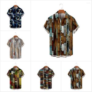 Camicie casual da uomo Camicia hawaiana Uomo Estate Stampa geometrica Manica corta T-shirt con bottoni Camicetta Abbigliamento donna allentato