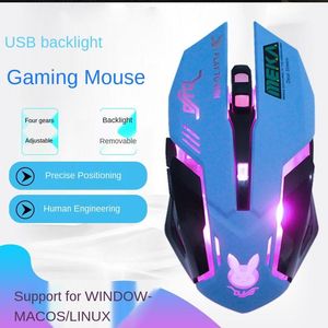 Ratos Anime periférico com fio mouse respirando luz mouse para jogos DVA azul mouse óptico para jogos para PC laptop mouse para jogos