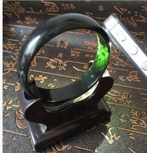 5862mm vintage chinês 100 grau natural jade preto gems pulseira de pulseira A219683265