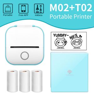 Skrivare Portable Mini Thermal Printer Wireless Phomemo M02 T02 203DPI Photo Label Memo Pocket Printer Selfadhesive Thermal Sticker